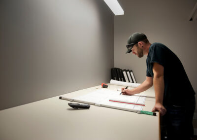 Chris sketching out blueprint